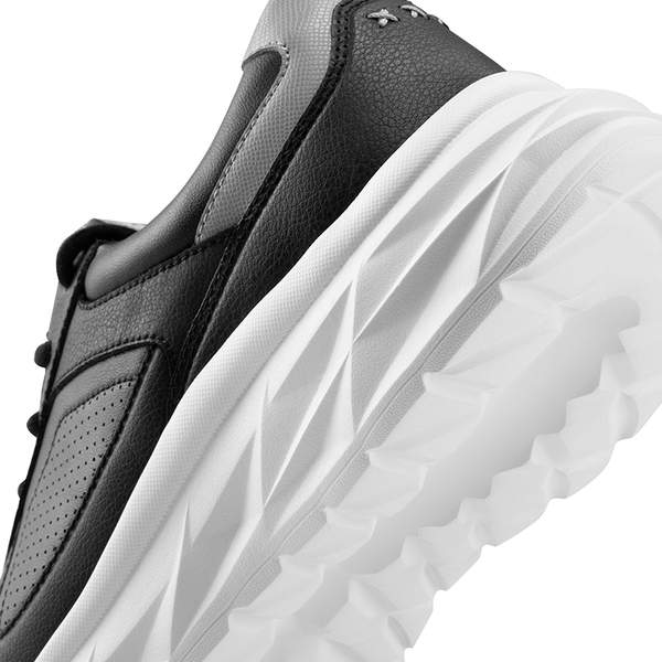 [ActiveCity] Men's Comfortable Leather Walking Sneakers - BLACK - 7